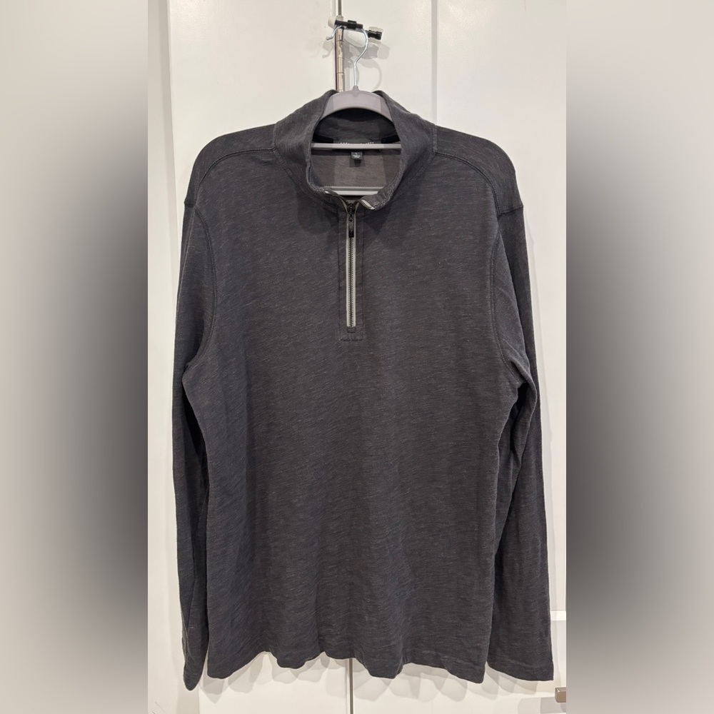 Robert Barakett Gray Quarter-Zip Pullover. Size L